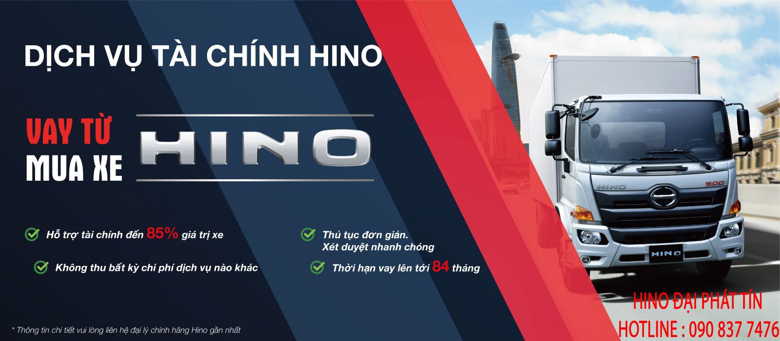 dịch vụ tài chính hino hỗ trợ vay đến 85%